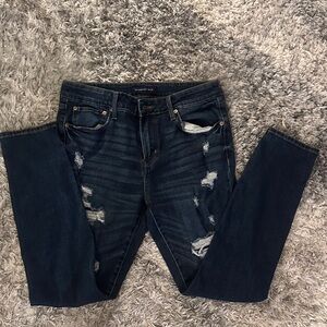 Aeropostale SUPER SKINNY Distressed Dark Blue Jeans Mens 34X32
